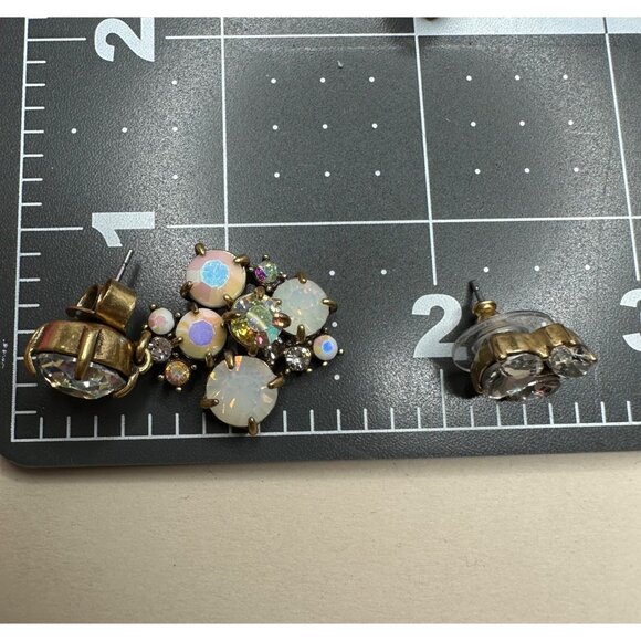 J.Crew AB Rhinestone Dangle Stud Earrings & Rhinestone Studs Set of 2 Glam - Picture 9 of 11
